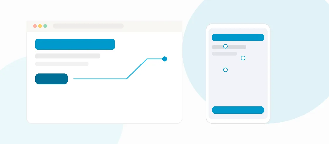 Illustration of a phone screen journey with a clear path through a website task